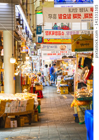 Seoul: Jungbu Market, a traditional market specializing in food ingredients. 141331385
