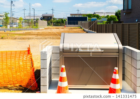 Garbage collection point in a newly built residential area Garbage collection point in a newly built residential area 141331475