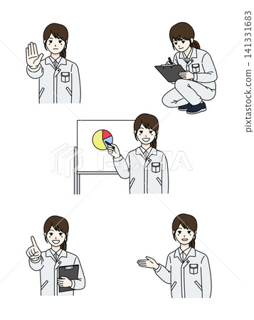 女工白色工作服五件套裝 1 141331683
