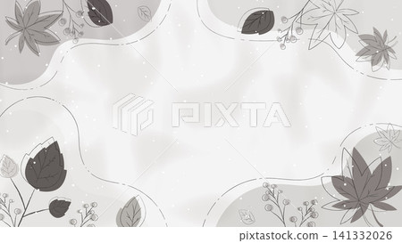 Minimalist botanical background for autumn: Stylish Korean-style autumn foliage frame material. Minimalist botanical background for autumn: Stylish Korean-style autumn foliage frame material. 141332026