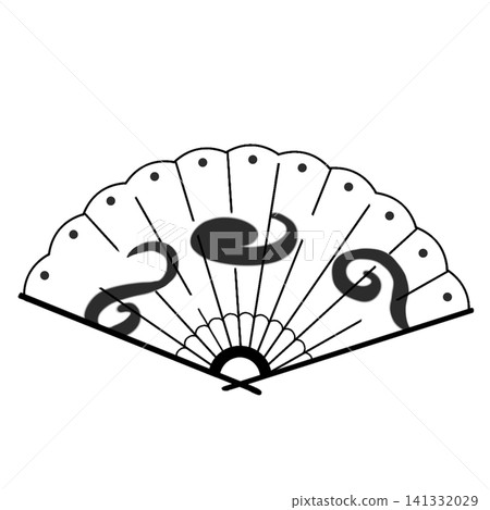 Modern fan illustration with flowing cloud pattern (white x black) 141332029