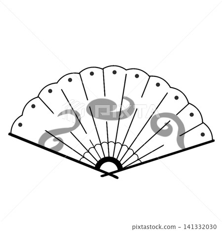 Modern fan illustration with flowing cloud pattern (white x gray) Modern fan illustration with flowing cloud pattern (white x gray) 141332030