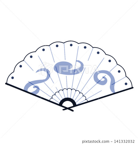A refreshing illustration of a fan with a flowing cloud pattern (white x blue). A refreshing illustration of a fan with a flowing cloud pattern (white x blue). 141332032