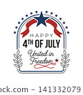 Happy 4th of july united in freedom patriotic badge graphic with independence patriotic celebration american illustration 141332079
