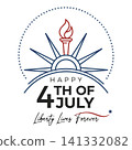 Patriotic 4th of july design featuring torch and liberty concept independence american patriotic illustration celebration 141332082