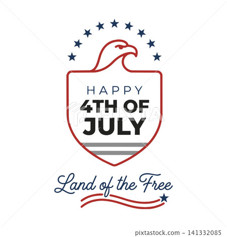 Happy 4th of july land of the free american eagle shield design with patriotic independence american national typography Happy 4th of july land of the free american eagle shield design with patriotic independence american national typography 141332085