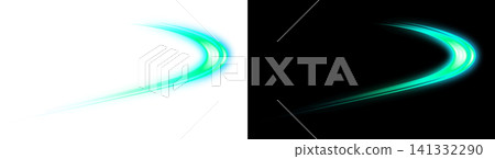 Green light trails, Speedlight motion blur, transparent background material. Green light trails, Speedlight motion blur, transparent background material. 141332290