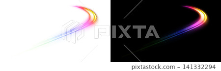 Rainbow-colored light trails, Speedlight motion blur, transparent background material. Rainbow-colored light trails, Speedlight motion blur, transparent background material. 141332294