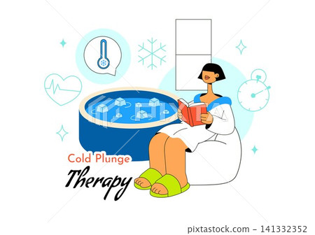 Cold Plunge Therapy Vector Illustration Featuring Ice Bath Recovery, Wellness Treatment, Muscle Recovery, Health Therapy, and Athletic Rehabilitation Cold Plunge Therapy Vector Illustration Featuring Ice Bath Recovery, Wellness Treatment, Muscle Recovery, Health Therapy, and Athletic Rehabilitation 141332352