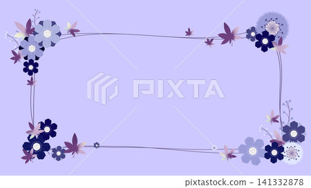 可愛的秋季植物邊框:時尚的背景素材,以波斯菊和楓葉為特色。 可愛的秋季植物邊框:時尚的背景素材,以波斯菊和楓葉為特色。 141332878