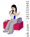 A woman eating dango 141333445