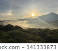 A sea of clouds and a sun dog over Lake Shirakaba as seen from Kurumayama Plateau; sunrise and summer plateau scenery; Nagano Prefecture 141333873