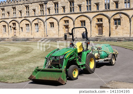 A tractor maintaining the lawn at Christ Church, Oxford, England. A tractor maintaining the lawn at Christ Church, Oxford, England. 141334195