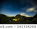 Night view of Mt. Tsurugi and the starry sky at the campsite 141334268