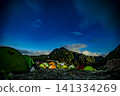 Night view of Mt. Tsurugi and the starry sky at the campsite 141334269