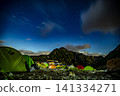 Night view of Mt. Tsurugi and the starry sky at the campsite 141334271