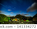 Night view of Mt. Tsurugi and the starry sky at the campsite 141334272