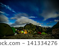 Night view of Mt. Tsurugi and the starry sky at the campsite 141334276