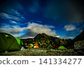 Night view of Mt. Tsurugi and the starry sky at the campsite 141334277