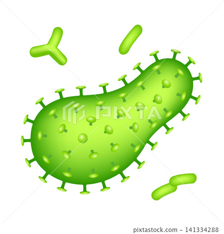 A three-dimensional green gradient vector icon that evokes the image of bacteria, viruses, and microorganisms seen under a microscope. A three-dimensional green gradient vector icon that evokes the image of bacteria, viruses, and microorganisms seen under a microscope. 141334288