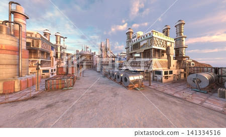 Exterior view of a factory by the sea Exterior view of a factory by the sea 141334516
