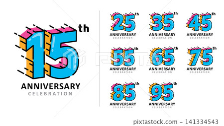 Set of happy anniversary fast line effect number Set of happy anniversary fast line effect number 141334543