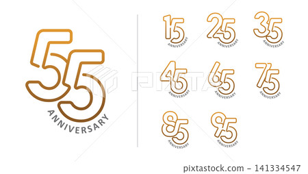 Set of happy anniversary modern gold line number Set of happy anniversary modern gold line number 141334547