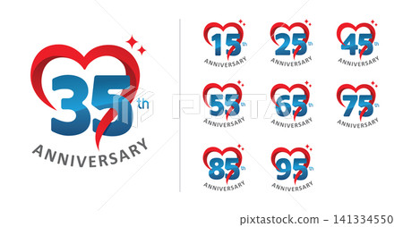 Set of happy anniversary modern love number Set of happy anniversary modern love number 141334550