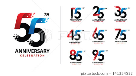 Set of happy anniversary modern pixel number Set of happy anniversary modern pixel number 141334552