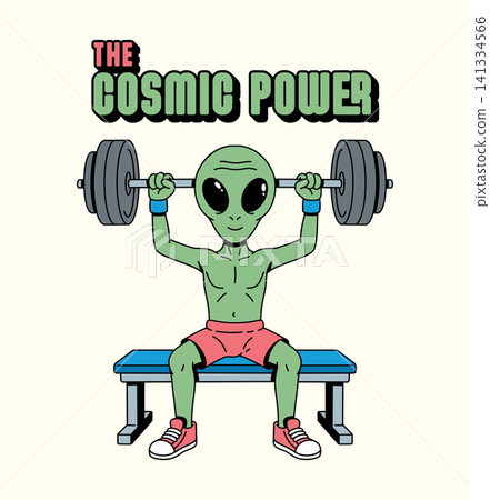 alien lifting barbell illustration alien lifting barbell illustration 141334566