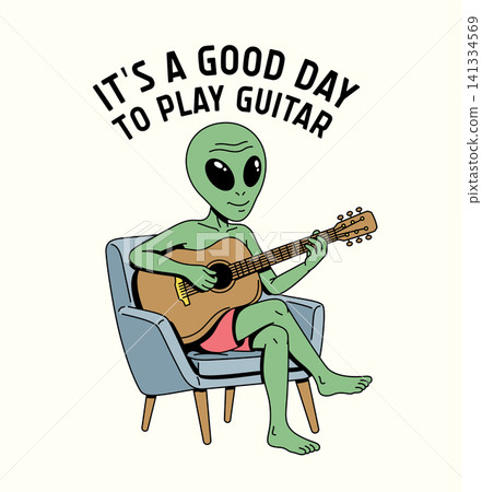 alien playing guitar illustration alien playing guitar illustration 141334569