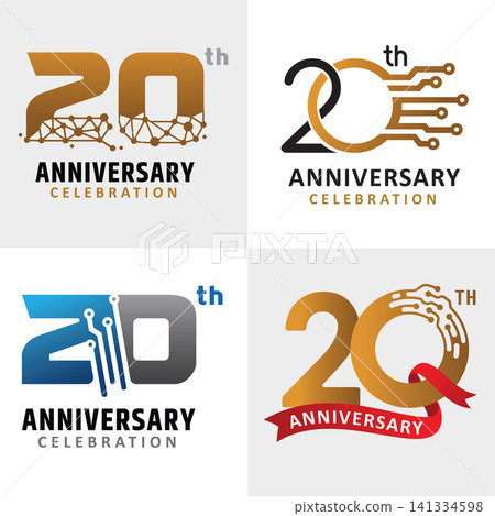 set of number 20 years anniversary celebration technology set of number 20 years anniversary celebration technology 141334598