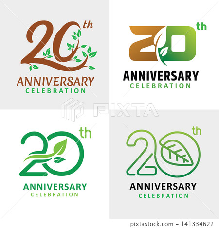 set of number 20 years anniversary celebration nature 141334622