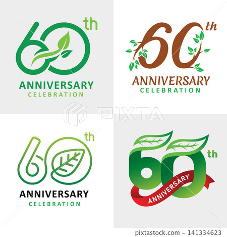 set of number 60 years anniversary celebration nature 141334623