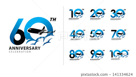 Set of anniversary airplane number Set of anniversary airplane number 141334624