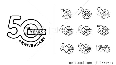 Set of anniversary black line number Set of anniversary black line number 141334625