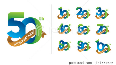 Set of anniversary green and blue number Set of anniversary green and blue number 141334626