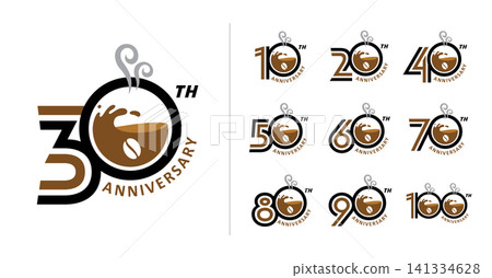 Set of anniversary coffee number Set of anniversary coffee number 141334628