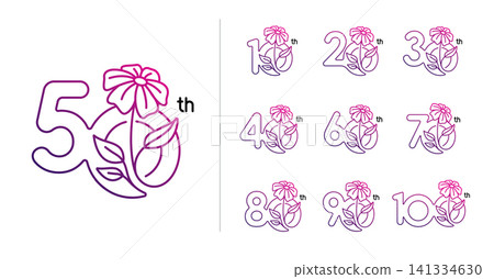 Set of anniversary flower line number Set of anniversary flower line number 141334630