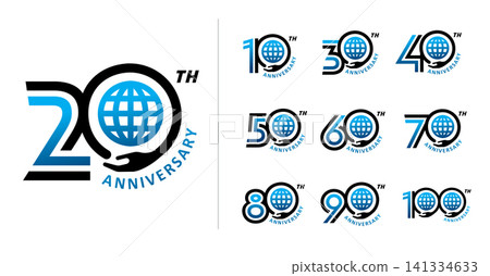 Set of anniversary globe hand number Set of anniversary globe hand number 141334633
