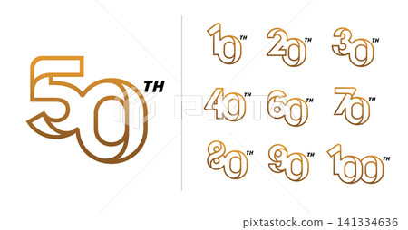 Set of anniversary gold line number 141334636