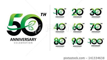 Set of anniversary modern fresh leaf number 141334638