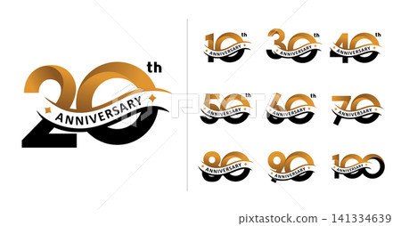 Set of anniversary modern gold and black number Set of anniversary modern gold and black number 141334639
