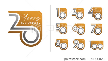 Set of anniversary modern gold and silver line number Set of anniversary modern gold and silver line number 141334640