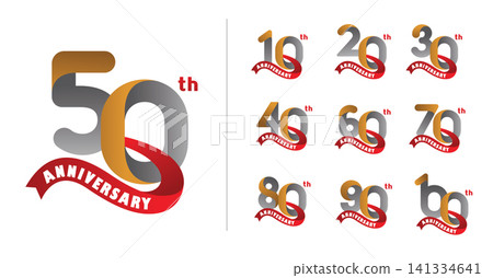 Set of anniversary modern gold and silver number 141334641
