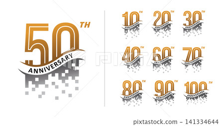 Set of anniversary modern gold silver pixel number Set of anniversary modern gold silver pixel number 141334644