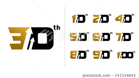 Set of anniversary modern golden arrow number 141334645