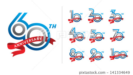 Set of anniversary modern line ribbon number Set of anniversary modern line ribbon number 141334649
