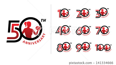 Set of anniversary strong gym woman number Set of anniversary strong gym woman number 141334666