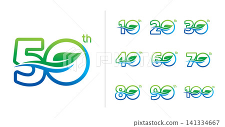 Set of anniversary water and leaf number Set of anniversary water and leaf number 141334667